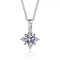 floral star moissanite pendant necklace on white background product view
