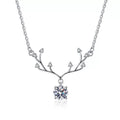 branch round moissanite pendant necklace on white background product view