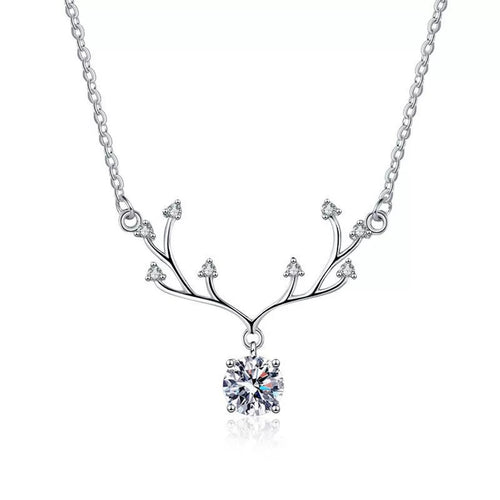 branch round moissanite pendant necklace on white background product view