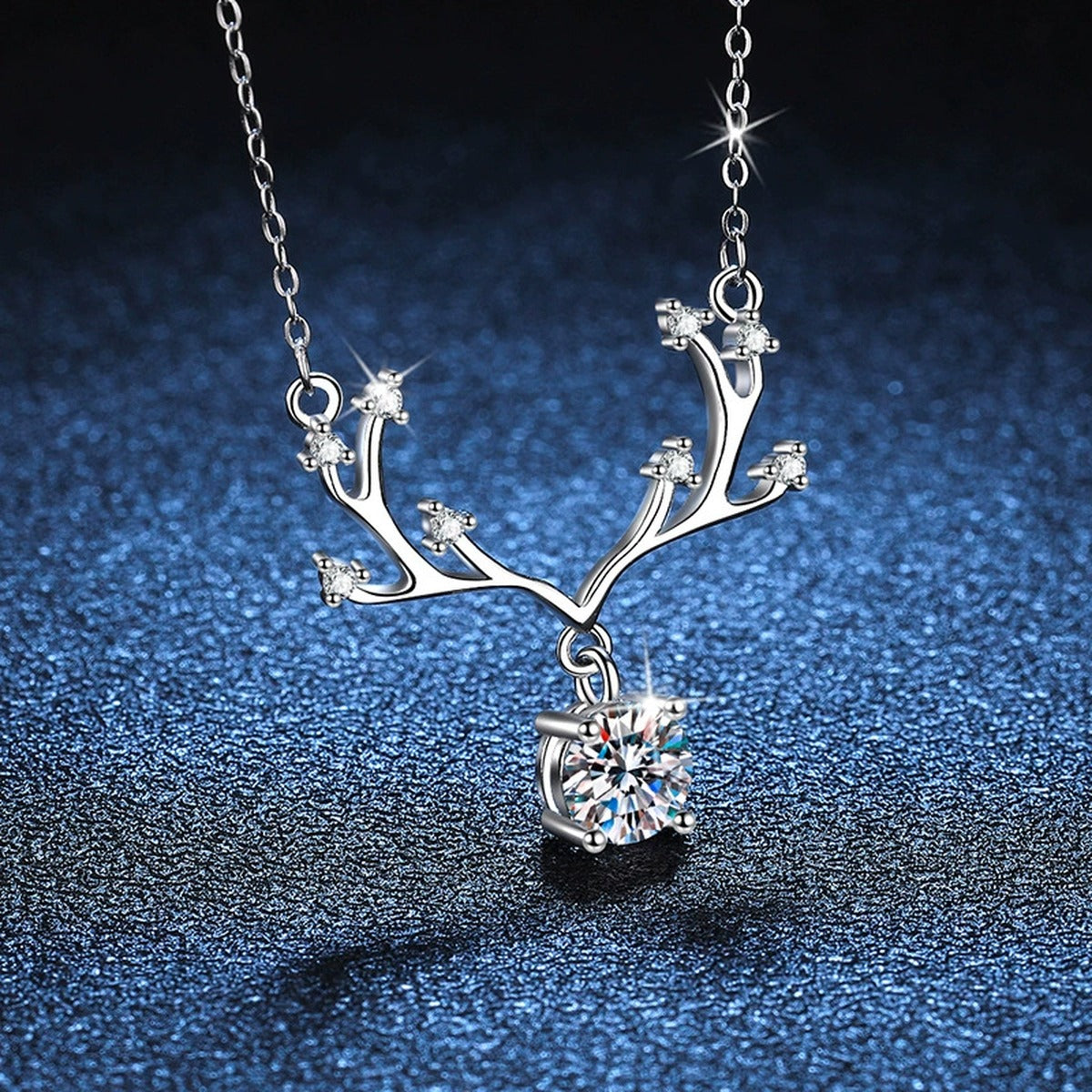 branch round moissanite pendant necklace detail view