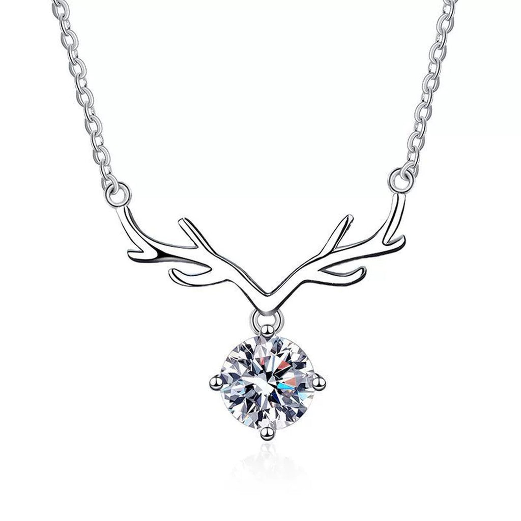 antler round moissanite pendant necklace on white background product 