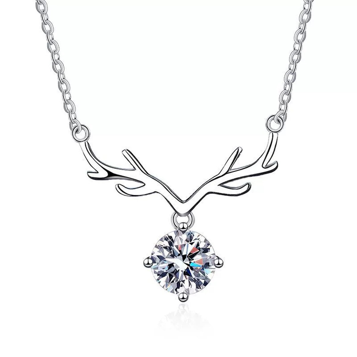 antler round moissanite pendant necklace on white background product 