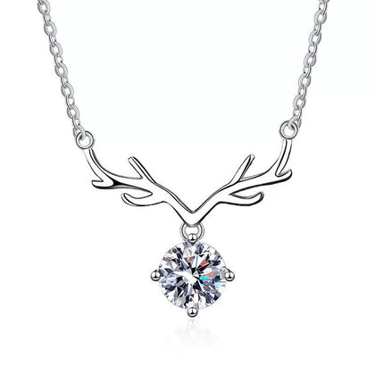 antler round moissanite pendant necklace on white background product 