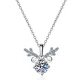 Round Halo Moissanite Pendant Necklace with Cubic Zirconia in White Gold-Plated S925 Sterling Silver on clean white background showing the round halo pendant with a bright moissanite center