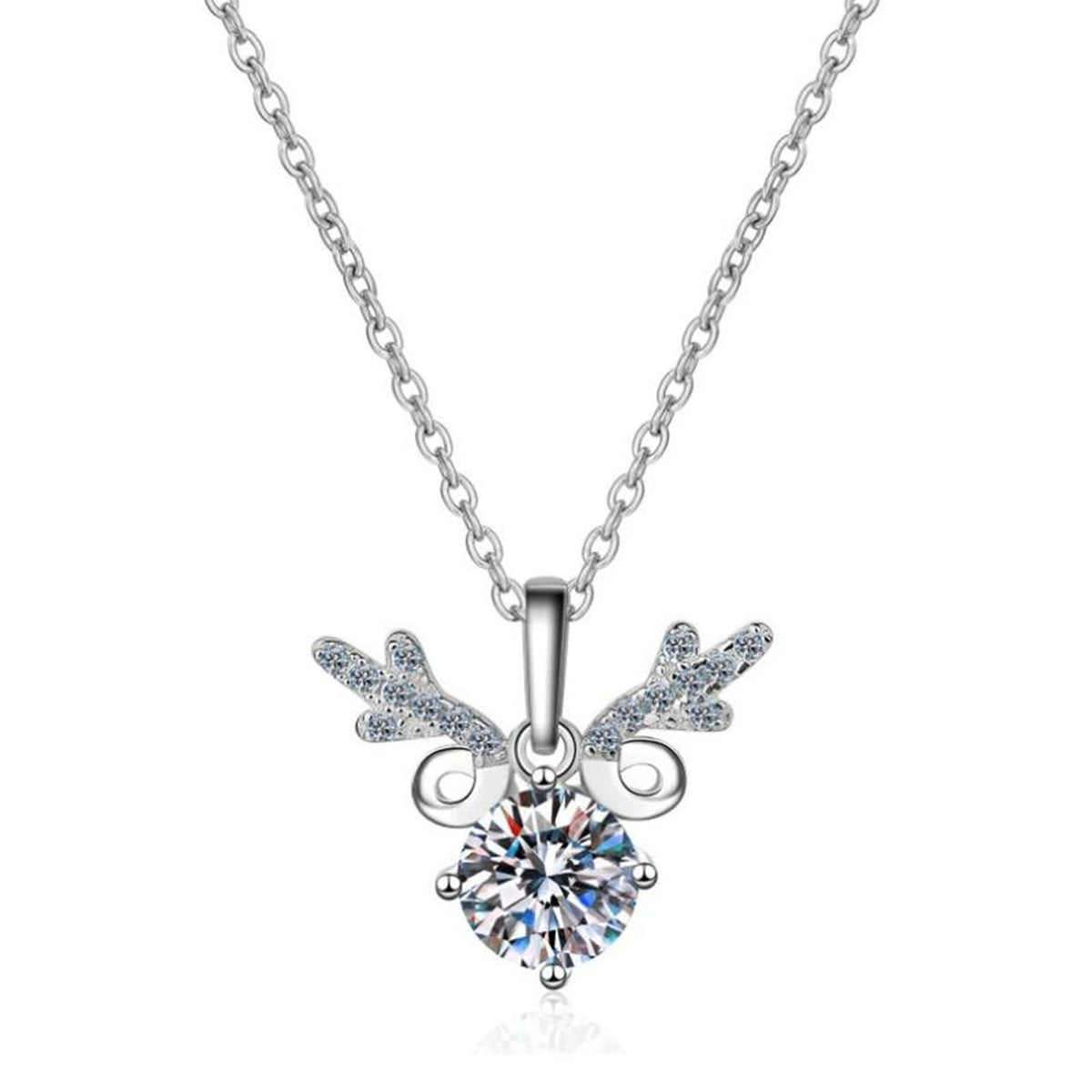 Round Halo Moissanite Pendant Necklace with Cubic Zirconia in White Gold-Plated S925 Sterling Silver on clean white background showing the round halo pendant with a bright moissanite center