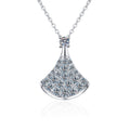 fan moissanite pavé pendant necklace on white background product view