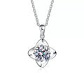 round moissanite solitaire pendant necklace in platinum-plated S925 sterling silver front view on white background