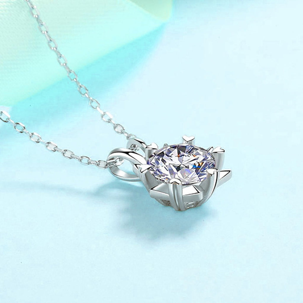 starburst moissanite pendant necklace in platinum-plated S925 sterling silver lifestyle product view
