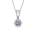heart bail round moissanite pendant necklace in platinum-plated S925 sterling silver front view on white background