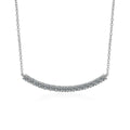 curved moissanite bar necklace in platinum-plated S925 sterling silver front view on white background