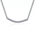 graduated moissanite collar necklace in platinum-plated S925 sterling silver front view on white background