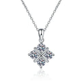 Four-Stone Clover Moissanite Pendant Necklace in Platinum-Plated S925 Sterling Silver clean white background product image