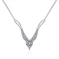 Pear Moissanite Drop Necklace in Platinum-Plated S925 Sterling Silver clean white background product image