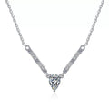 Pear Moissanite Bar Drop Necklace in Platinum-Plated S925 Sterling Silver clean white background product image