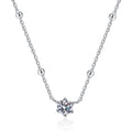 Round Moissanite Station Necklace in Platinum-Plated S925 Sterling Silver clean white background product image