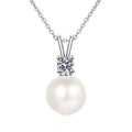 Moissanite Pearl Pendant Necklace in Platinum-Plated S925 Sterling Silver clean white background product image