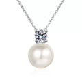 Petite Round Moissanite Pendant Necklace in Platinum-Plated S925 Sterling Silver clean white background product image