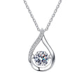 Teardrop Moissanite Pendant Necklace in Platinum-Plated S925 Sterling Silver clean white background product image