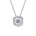 Swirl Round Moissanite Pendant Necklace in Platinum-Plated S925 Sterling Silver clean white background product image