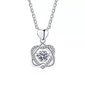 Floral Swirl Moissanite Pendant Necklace in Platinum-Plated S925 Sterling Silver clean white background product image