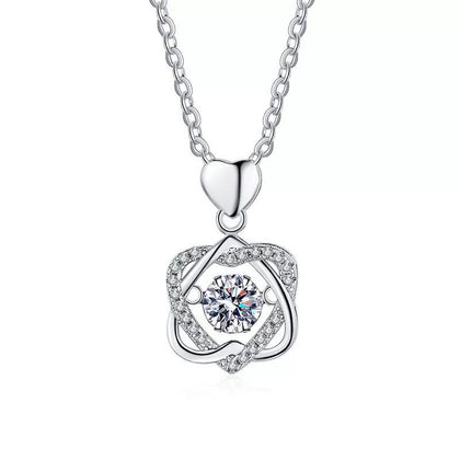 Floral Swirl Moissanite Pendant Necklace in Platinum-Plated S925 Sterling Silver clean white background product image