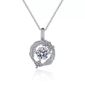 Open Circle Moissanite Pendant Necklace in Platinum-Plated S925 Sterling Silver clean white background product image