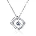 Geometric Halo Moissanite Pendant Necklace in Platinum-Plated S925 Sterling Silver clean white background product image