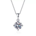 Round Moissanite Solitaire Pendant Necklace in Platinum-Plated S925 Sterling Silver clean white background product image