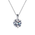 Round Moissanite Solitaire Pendant Necklace in Platinum-Plated S925 Sterling Silver clean white background product image