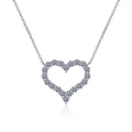 Heart Moissanite Pendant Necklace in White Gold-Plated S925 Sterling Silver on clean white background showing the heart moissanite pendant with a soft romantic outline