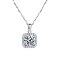 Round Moissanite Pendant Necklace in Platinum-Plated S925 Sterling Silver clean white background product image