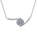 Curved Bar Moissanite Necklace in Platinum-Plated S925 Sterling Silver clean white background product image