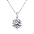 Sunburst Round Moissanite Pendant Necklace in Platinum-Plated S925 Sterling Silver clean white background product image