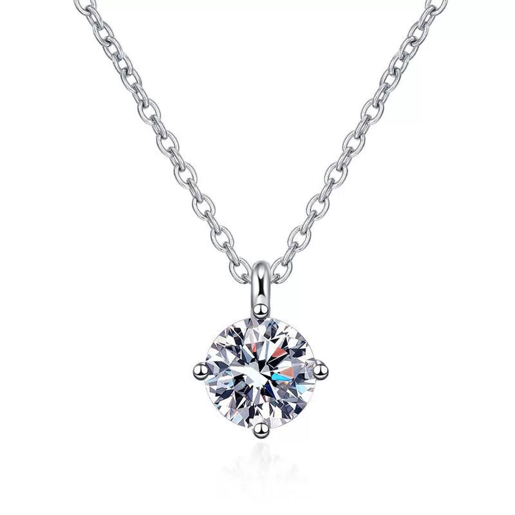 Graduated Moissanite Station Necklace in Platinum-Plated S925 Sterling Silver clean white background product image
