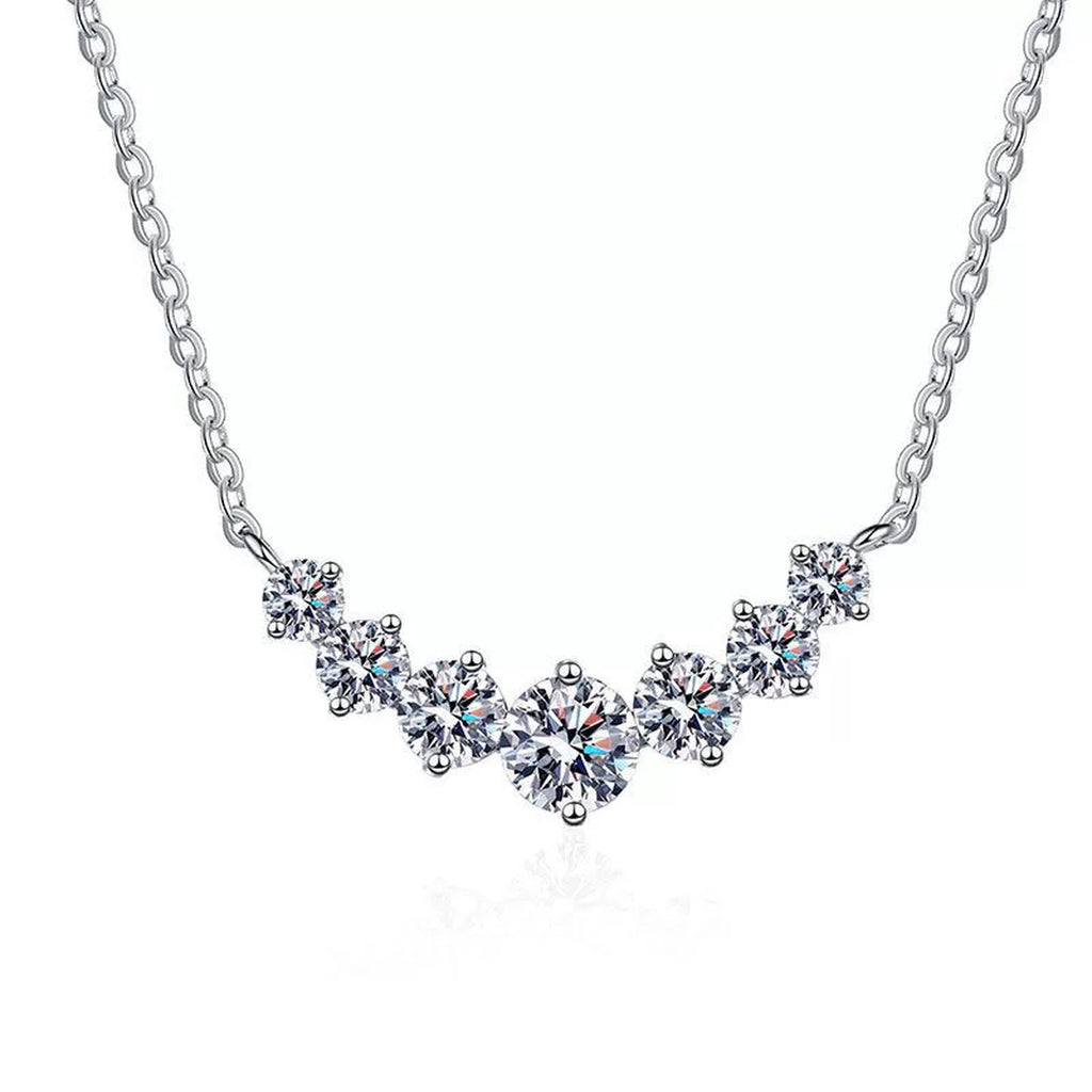 Graduated Moissanite Collar Necklace in Platinum-Plated S925 Sterling Silver clean white background product image