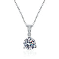 Round Moissanite Pendant Necklace in Platinum-Plated S925 Sterling Silver clean white background product image