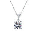 Basket-Set Round Moissanite Pendant Necklace in Platinum-Plated S925 Sterling Silver clean white background product image