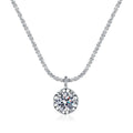 Round Bezel Halo Moissanite Pendant Necklace in Platinum-Plated S925 Sterling Silver clean white background product image