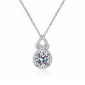 Pear Halo Moissanite Drop Necklace in Platinum-Plated S925 Sterling Silver clean white background product image