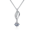 Curved Leaf Moissanite Drop Necklace in Platinum-Plated S925 Sterling Silver clean white background product image