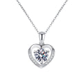 Heart Halo Moissanite Pendant Necklace in Platinum-Plated S925 Sterling Silver clean white background product image