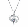 Heart Halo Moissanite Pendant Necklace in Platinum-Plated S925 Sterling Silver white background chain-style variant product image