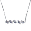 Graduated Five-Stone Moissanite Station Necklace in Platinum-Plated S925 Sterling Silver clean white background product image