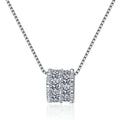Square Cluster Moissanite Pendant Necklace in Platinum-Plated S925 Sterling Silver clean white background product image