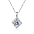 Round Quatrefoil Halo Moissanite Pendant Necklace in Platinum-Plated S925 Sterling Silver clean white background product image