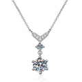 Chevron Drop Moissanite Necklace in Platinum-Plated S925 Sterling Silver clean white background product image