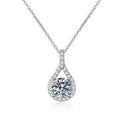 Pear Halo Moissanite Pendant Necklace in Platinum-Plated S925 Sterling Silver clean white background product image
