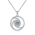 Spiral Halo Moissanite Pendant Necklace in Platinum-Plated S925 Sterling Silver clean white background product image