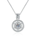 Concentric Halo Moissanite Pendant Necklace in Platinum-Plated S925 Sterling Silver clean white background product image