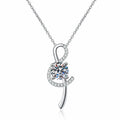 Crescent Moissanite Pendant Necklace in Platinum-Plated S925 Sterling Silver clean white background product image